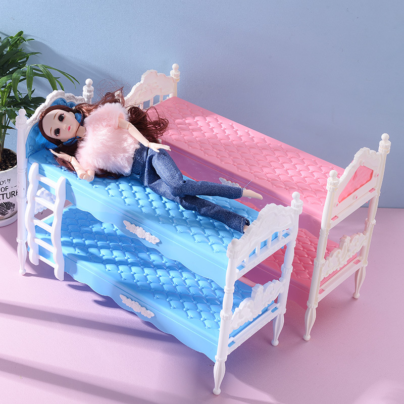 30cm Yati Barbie Doll Bunk Bed Model Accessories Building Blocks Assembled Girl Play House Toy Gift