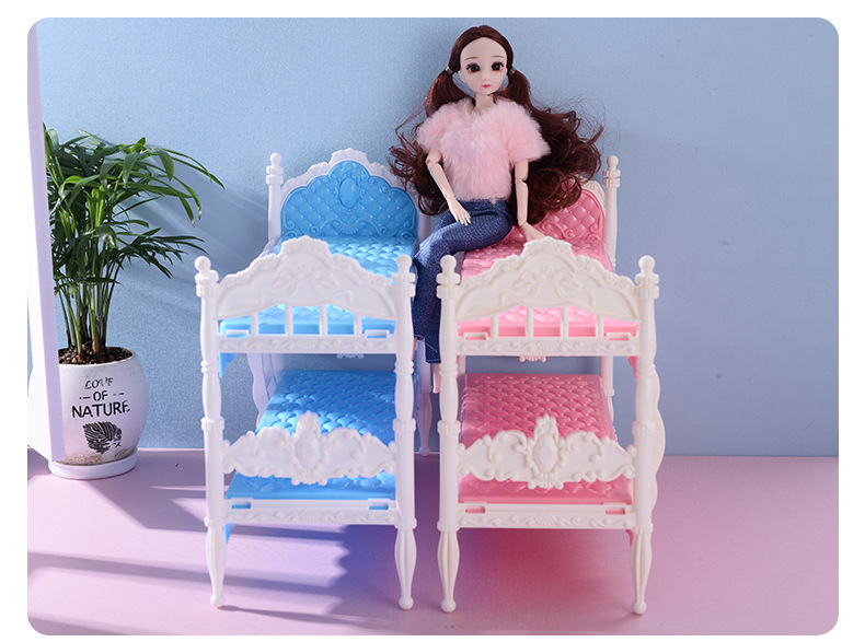 30cm Yati Barbie Doll Bunk Bed Model Accessories Building Blocks Assembled Girl Play House Toy Gift