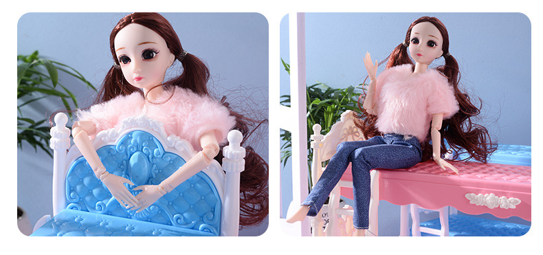 30cm Yati Barbie Doll Bunk Bed Model Accessories Building Blocks Assembled Girl Play House Toy Gift