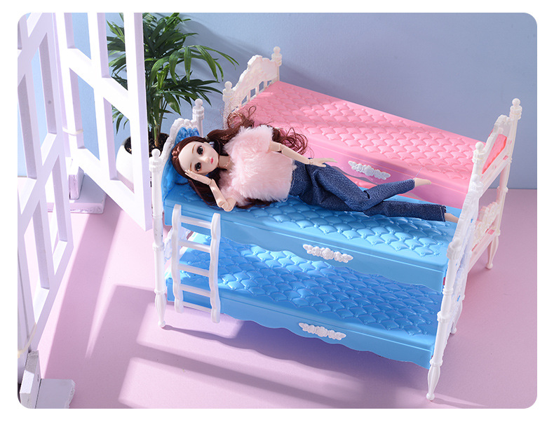 30cm Yati Barbie Doll Bunk Bed Model Accessories Building Blocks Assembled Girl Play House Toy Gift