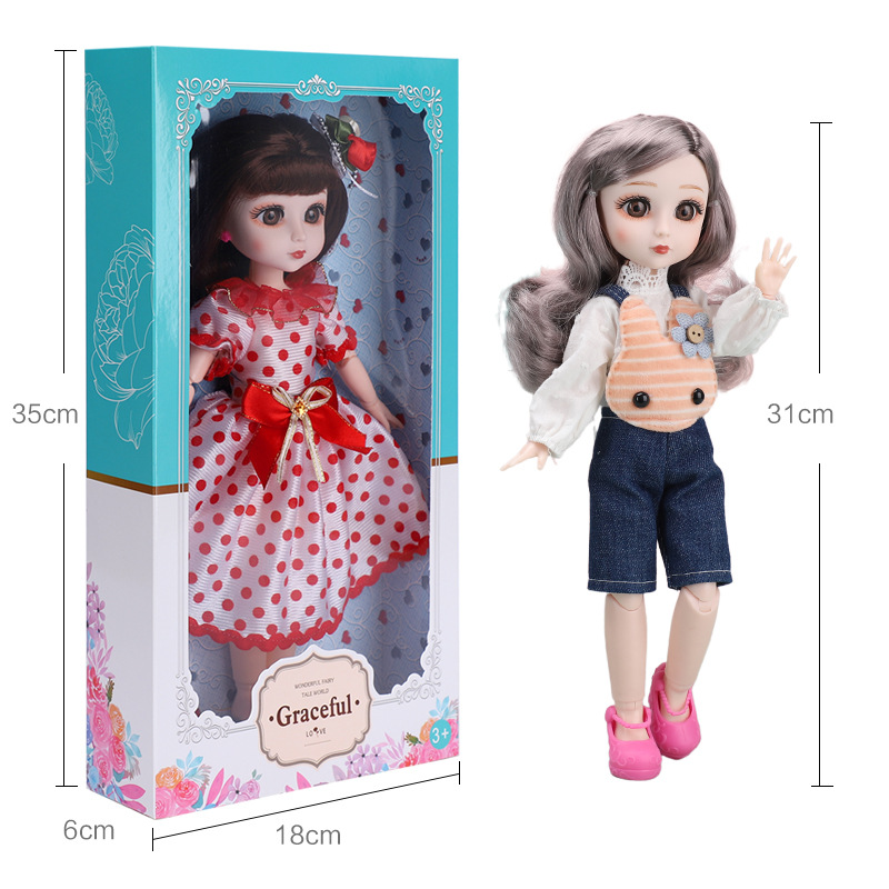 30 cm 6 minute Barbie doll Princess suit change joint BJD doll dress little girl gift