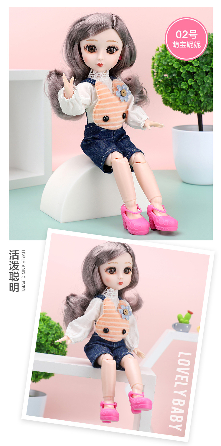 30 cm 6 minute Barbie doll Princess suit change joint BJD doll dress little girl gift