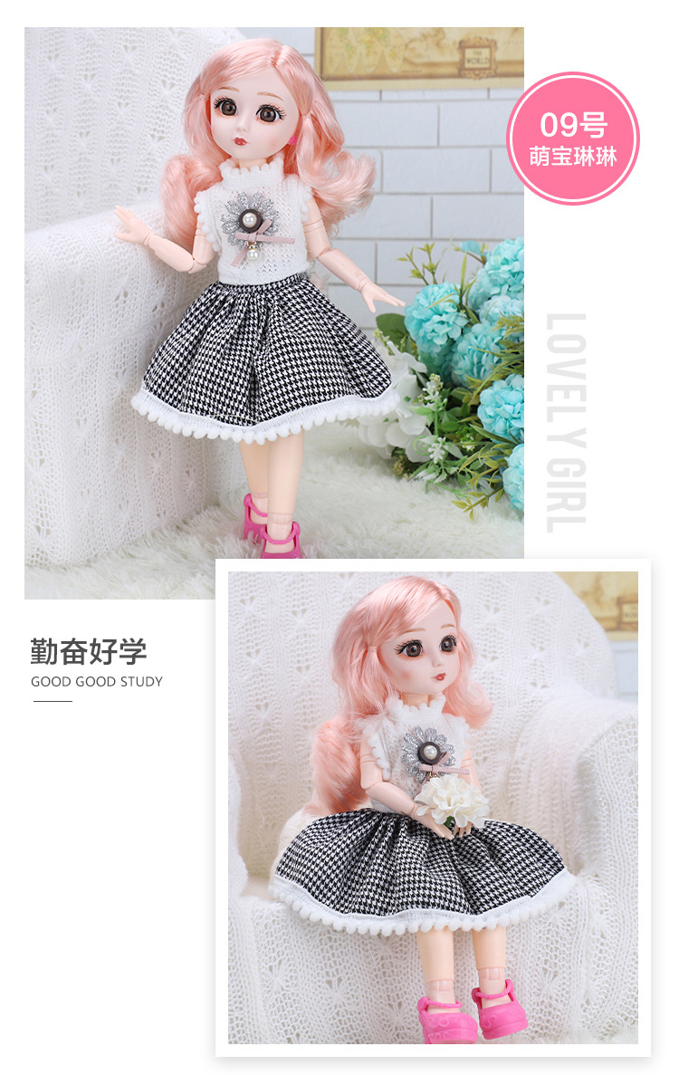 30 cm 6 minute Barbie doll Princess suit change joint BJD doll dress little girl gift