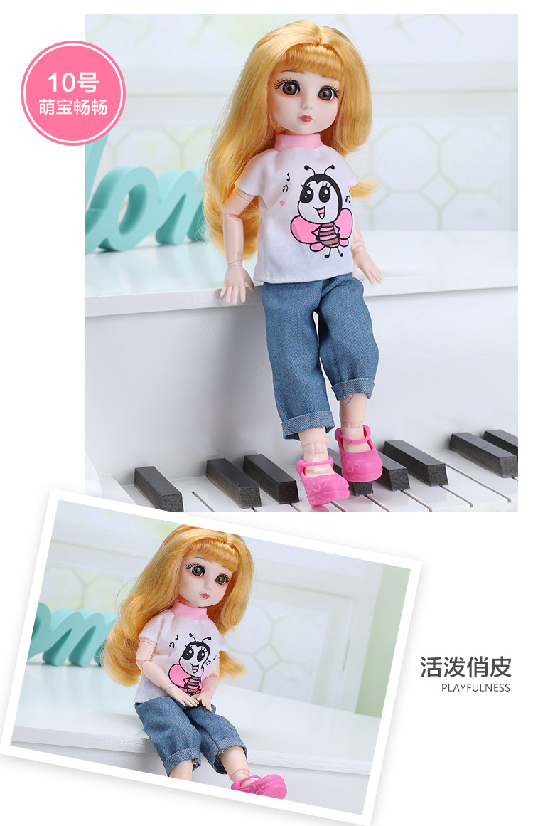 30 cm 6 minute Barbie doll Princess suit change joint BJD doll dress little girl gift