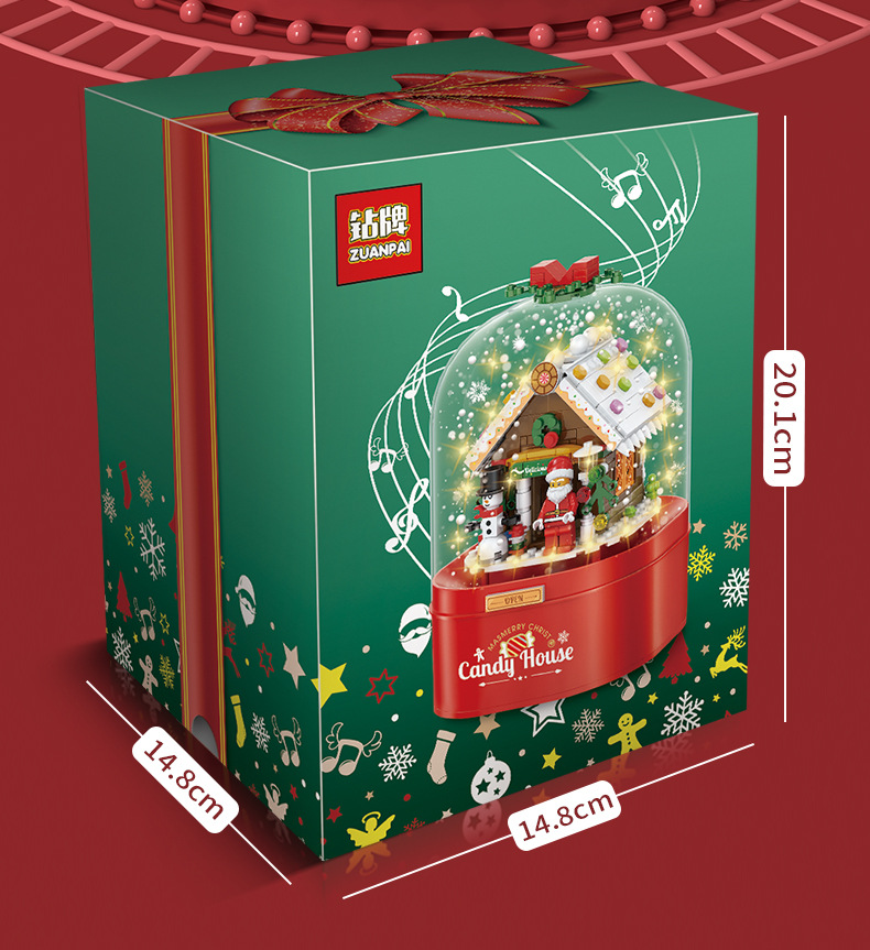 Diamond Brand Christmas Music Box Snow Light Assembling Building Blocks Decoration Holiday Creative Gift Cross-Border Supply Diamond Brand Christmas Music Box Snow Light Assembling Building Blocks Decoration Holiday Creative Gift Cross-Border Supply