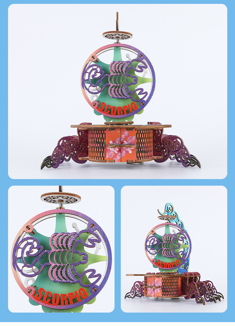 Hongtai 12 Constellation Music Box Qixi Valentine's Day Creative Gift Wooden 3D 3D Puzzle Model Handmade Music Box Hongtai 12 Constellation Music Box Qixi Valentine's Day Creative Gift Wooden 3D 3D Puzzle Model Handmade Music Box