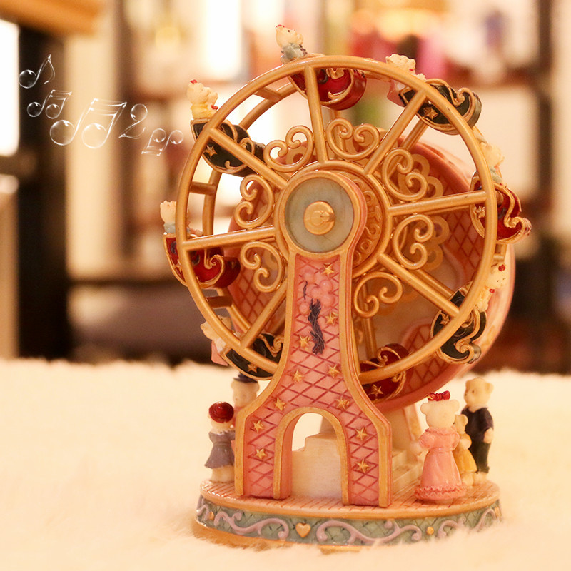 Wholesale Ferris Wheel Bear Music Box Rotating Music Box Send Girls Birthday Gifts Creative Ornaments One Piece Dropshipping