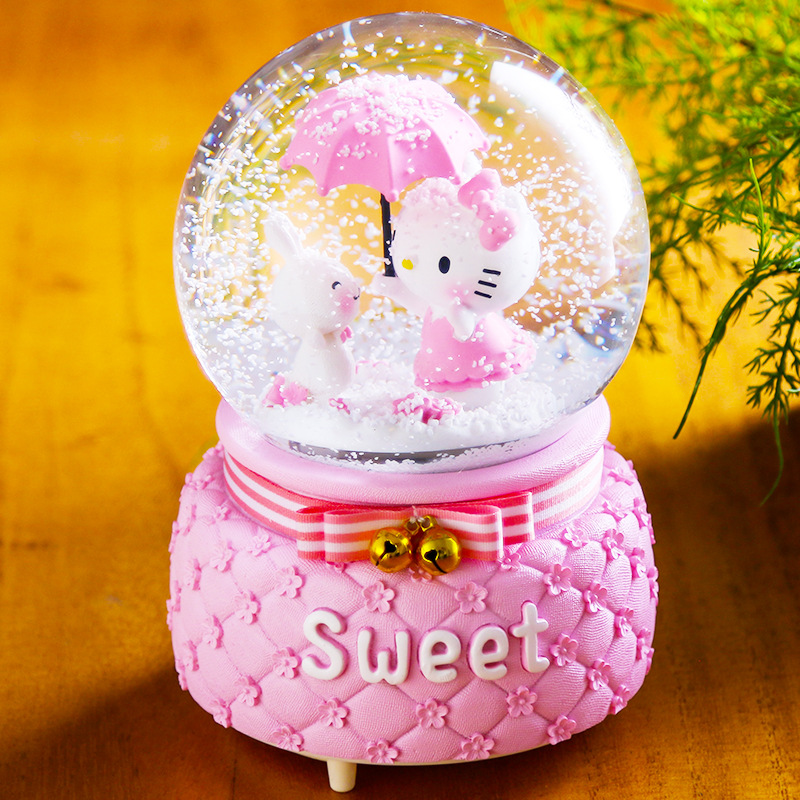 Grocery Creative Home Cat Crystal Ball Music Box Luminous Girl Heart Present to Girl for Birthdays and Valentine&#039;s Days Gift Decoration