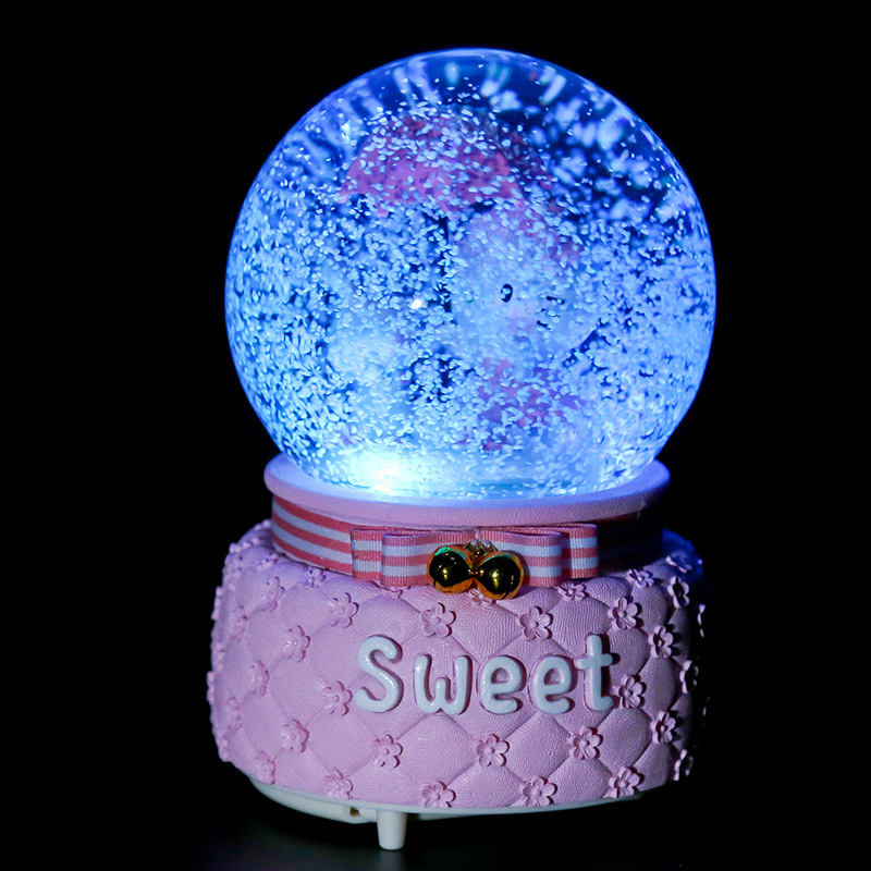 Grocery Creative Home Cat Crystal Ball Music Box Luminous Girl Heart Present to Girl for Birthdays and Valentine&#039;s Days Gift Decoration
