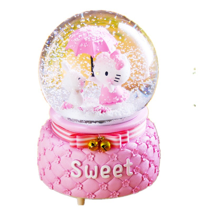 Grocery Creative Home Cat Crystal Ball Music Box Luminous Girl Heart Present to Girl for Birthdays and Valentine&#039;s Days Gift Decoration