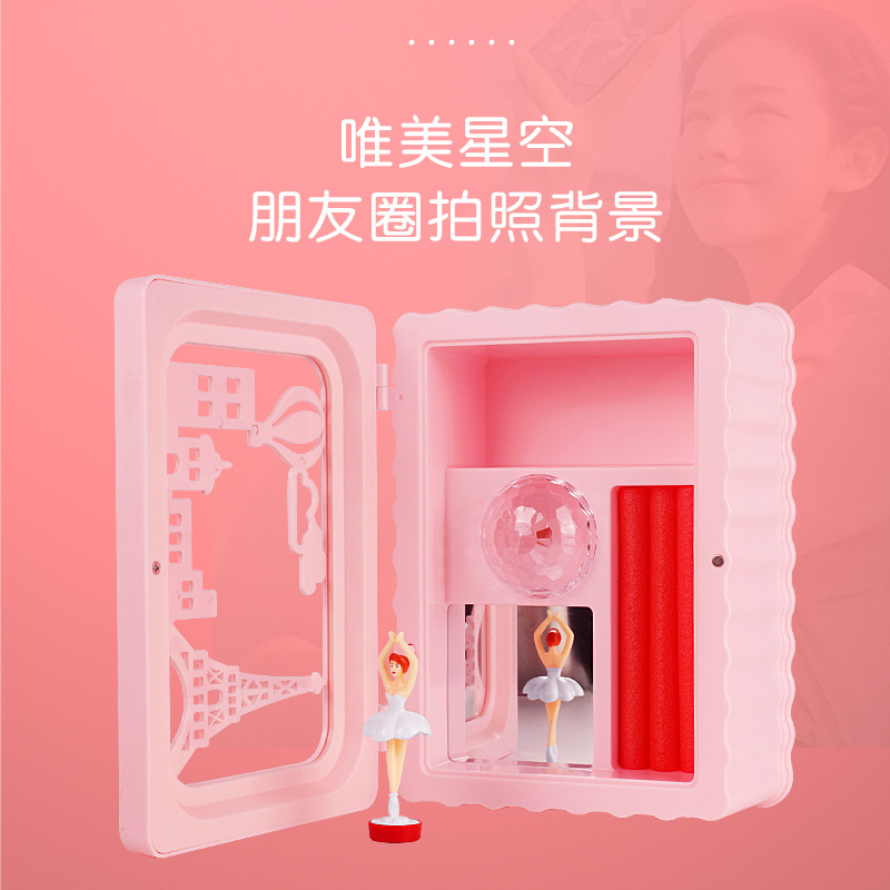 Music Box Strafe-Jumping Ballet Projection Lamp Crystal Ball Princess Elsa Children&#039;s Birthday Gifts Necklace Music Box