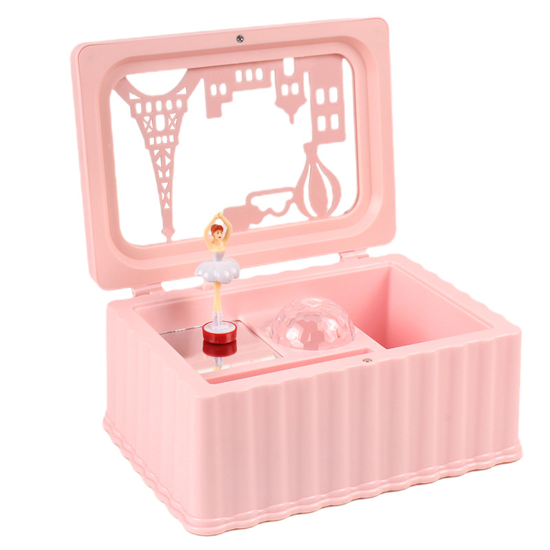 Music Box Strafe-Jumping Ballet Projection Lamp Crystal Ball Princess Elsa Children&#039;s Birthday Gifts Necklace Music Box