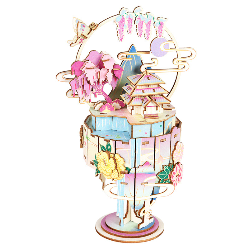 Qixi Valentine&#039;s Day Gift Handmade DIY Music Box 3D Puzzle Wooden Stereo Music Box Creative Gift Wholesale