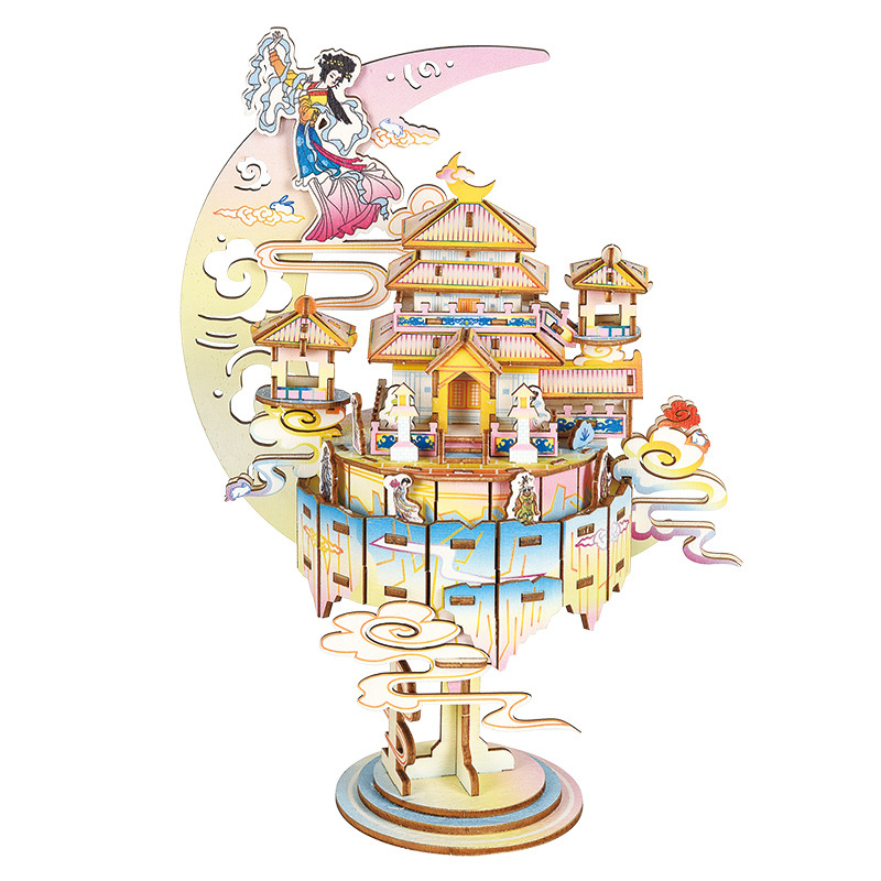 Qixi Valentine&#039;s Day Gift Handmade DIY Music Box 3D Puzzle Wooden Stereo Music Box Creative Gift Wholesale