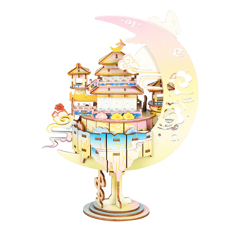 Qixi Valentine&#039;s Day Gift Handmade DIY Music Box 3D Puzzle Wooden Stereo Music Box Creative Gift Wholesale