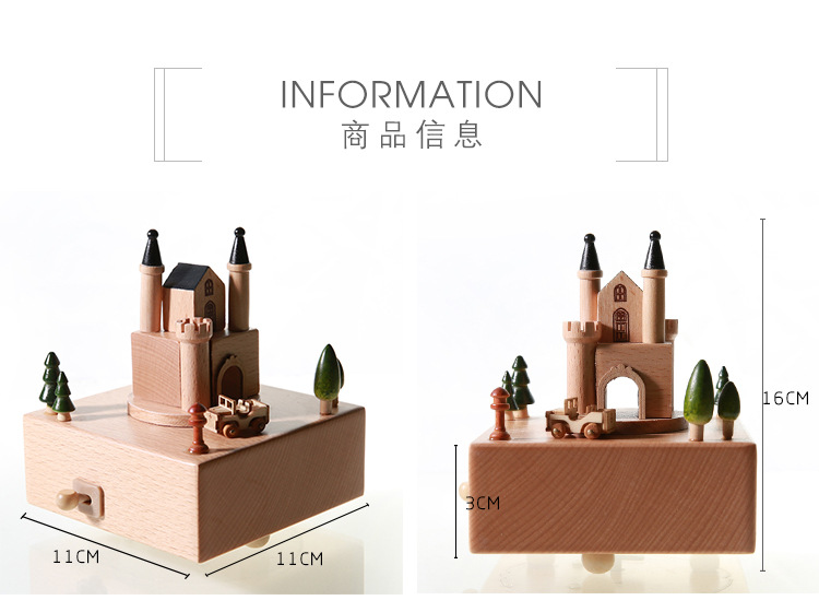 Junheng Spot European Castle Sky City Clockwork Music Box Music Box Wooden Craftwork Small Gift Decoration Junheng Spot European Castle Sky City Clockwork Music Box Music Box Wooden Craftwork Small Gift Decoration