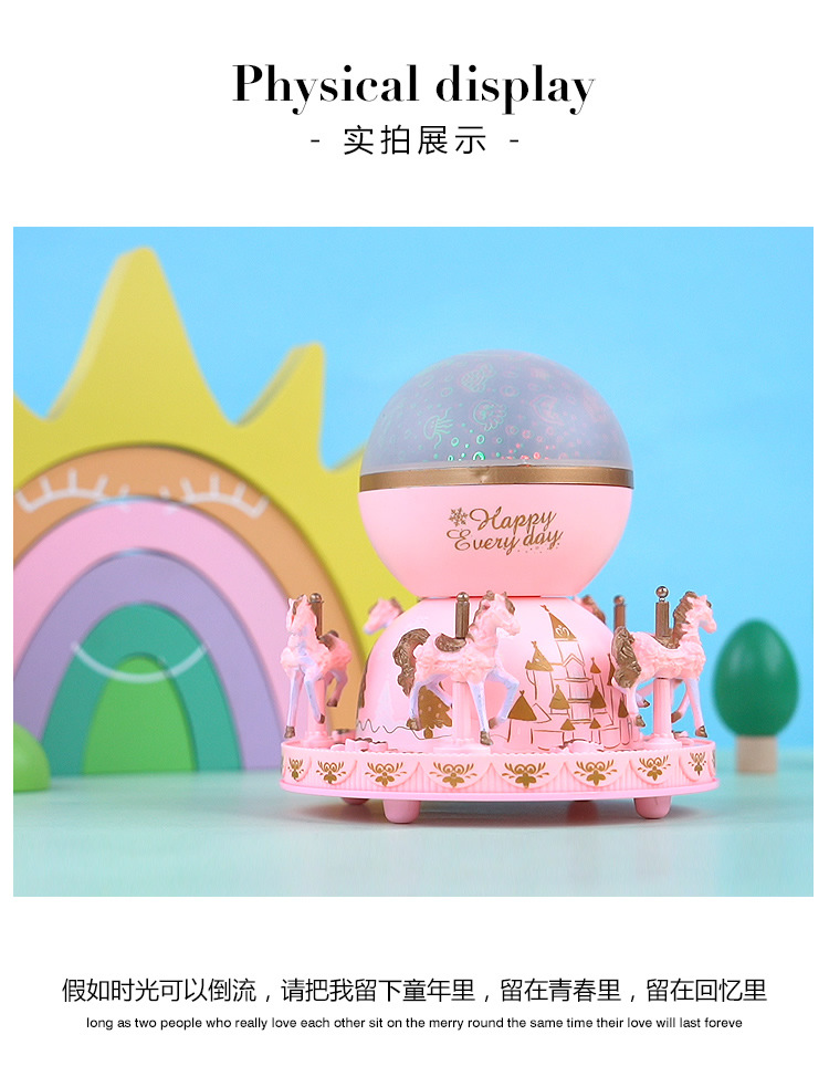 Light Projection Carousel Music Box Music Box Cake Decorative Ornaments Children's Birthday Gifts Holiday Decoration Light Projection Carousel Music Box Music Box Cake Decorative Ornaments Children's Birthday Gifts Holiday Decoration