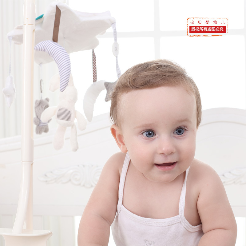 Baby Toys Five-Pointed Star Plush Rabbit Bear Rotating Music Bedside Bell Music Box Bed Bell