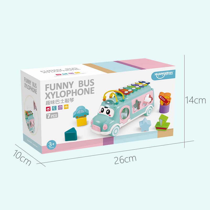 Children&#039;s Toy Percussion Piano Bus Multi-Purpose Hand Tapping Music Music Hand Tapping Music Box Car 3-6 Years Old