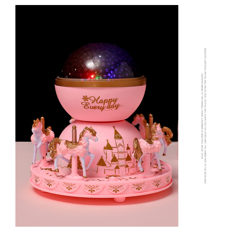 Creative Sky City Carousel Projection Lamp Music Box inside to outside Music Box Romantic Star Light Toy Creative Sky City Carousel Projection Lamp Music Box inside to outside Music Box Romantic Star Light Toy