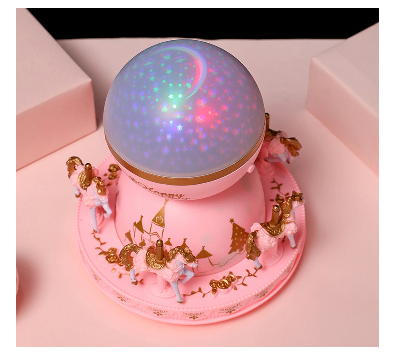 Creative Sky City Carousel Projection Lamp Music Box inside to outside Music Box Romantic Star Light Toy Creative Sky City Carousel Projection Lamp Music Box inside to outside Music Box Romantic Star Light Toy