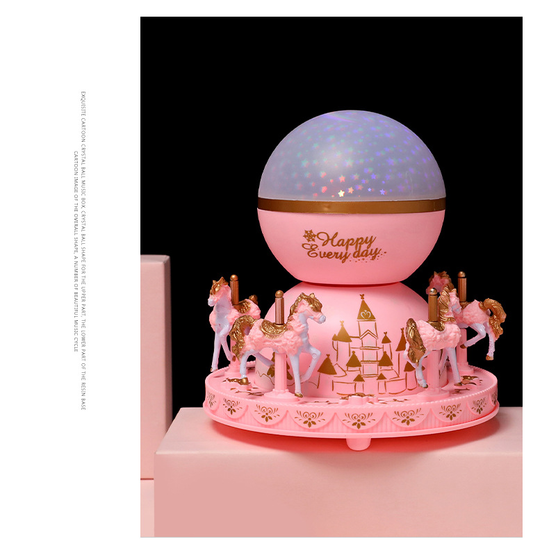 Creative Sky City Carousel Projection Lamp Music Box inside to outside Music Box Romantic Star Light Toy Creative Sky City Carousel Projection Lamp Music Box inside to outside Music Box Romantic Star Light Toy