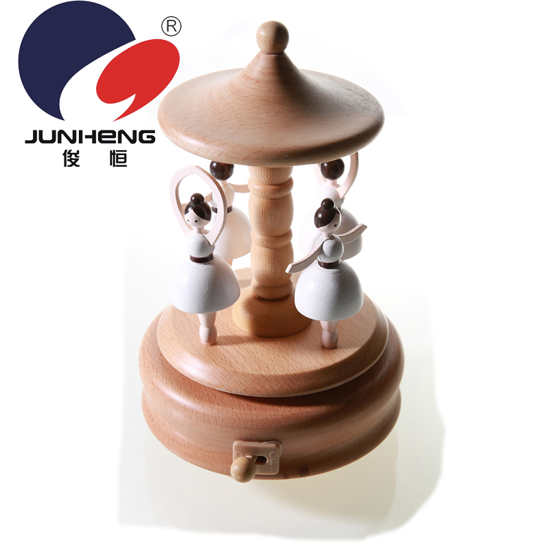 Cross-Border Amazon Spot Dancing Angel Wooden Craftwork Decoration Sky City Solid Wood Music Box Music Box