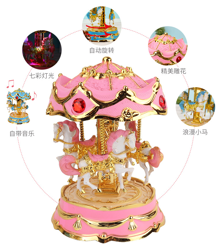 Creative Cake Baking Decorative Ornaments Colored Lights Carousel Music Box Music Box Children Girlfriends Birthday Gift Creative Cake Baking Decorative Ornaments Colored Lights Carousel Music Box Music Box Children Girlfriends Birthday Gift