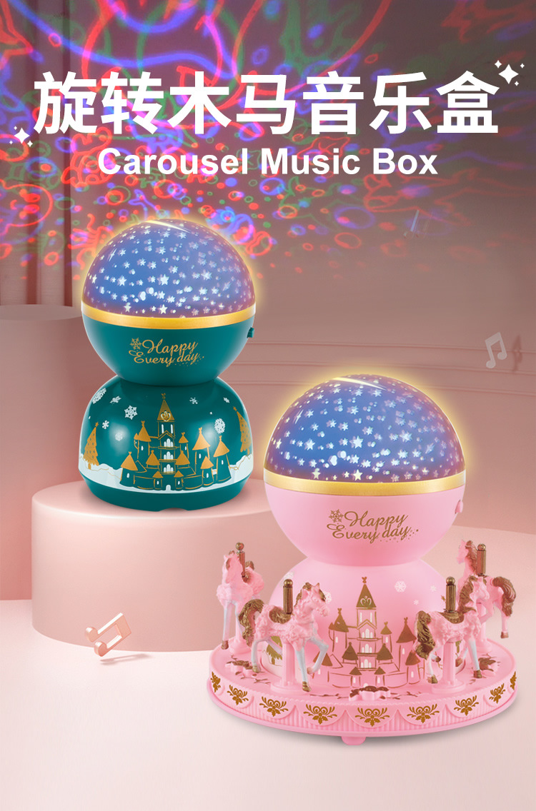 Carousel Music Box Birthday Cake Decoration Girls' Toy Music Box Dessert Table Scene Decoration Ornaments