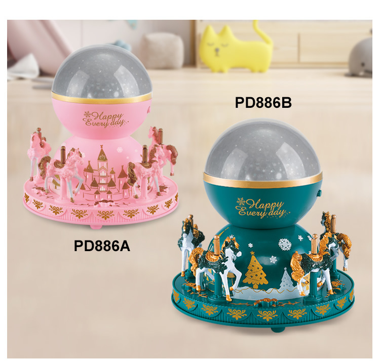 Carousel Music Box Birthday Cake Decoration Girls' Toy Music Box Dessert Table Scene Decoration Ornaments