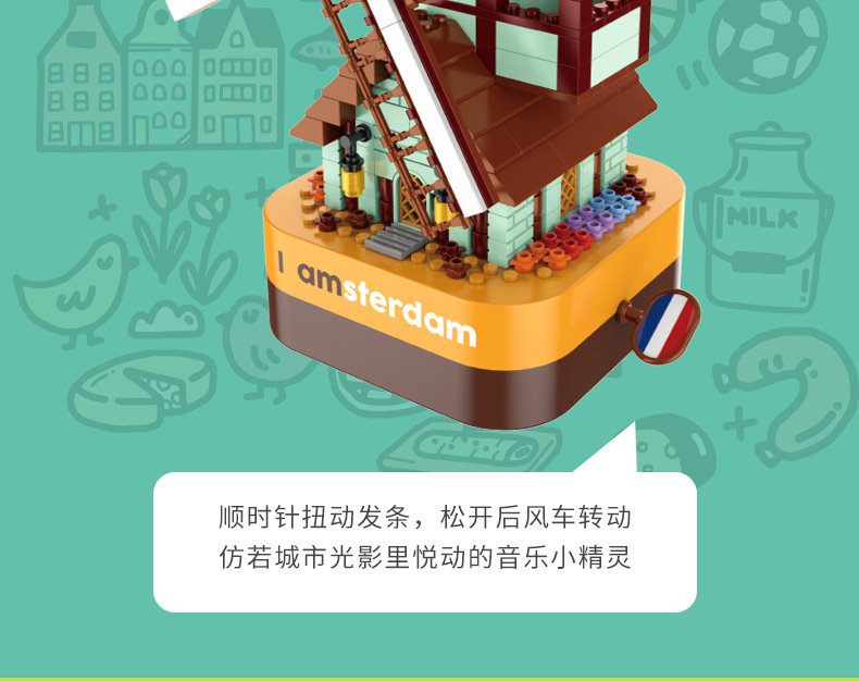 Jiaqi Building Blocks Music Box Creative Decoration Assembly Street View Building Blocks Christmas Holiday Gift Valentine's Day Trendy Toys Jiaqi Building Blocks Music Box Creative Decoration Assembly Street View Building Blocks Christmas Holiday Gift Valentine's Day Trendy Toys