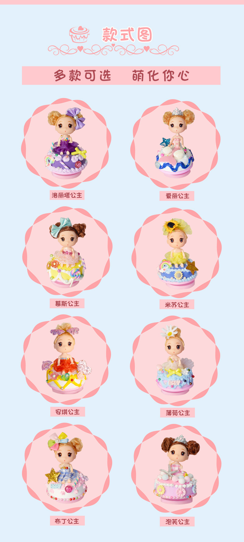 Children's Handmade Creative Sweetheart Music Box Toy Light Clay Simulation Cream Sweet Heart Princess DIY Suit