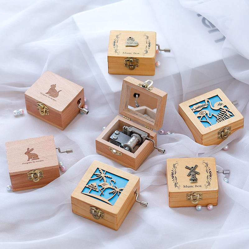 Wooden Hand Music Box Music Box Sky City Children&#039;s Birthday Gifts Girls Little Creative Gifts for Girlfriend