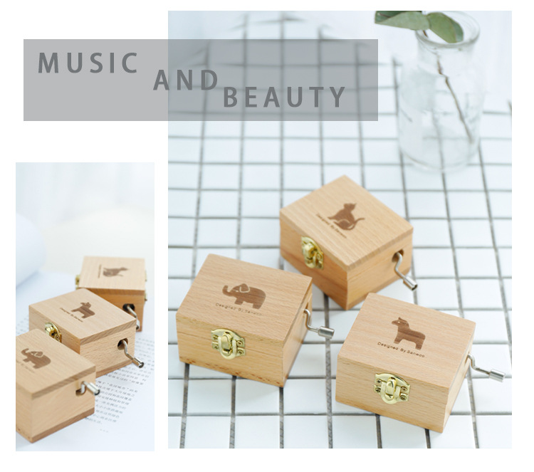 Wooden Hand Music Box Music Box Sky City Children's Birthday Gifts Girls Little Creative Gifts for Girlfriend