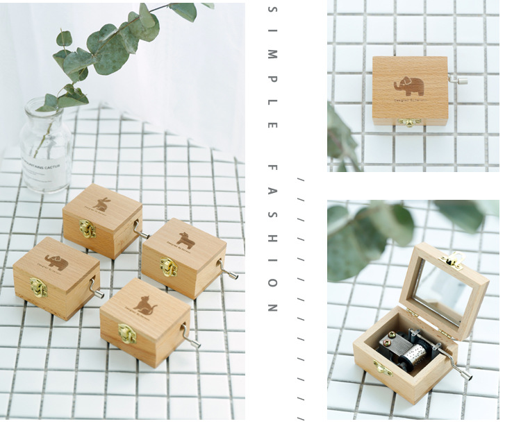 Wooden Hand Music Box Music Box Sky City Children's Birthday Gifts Girls Little Creative Gifts for Girlfriend