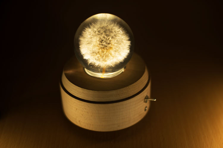 Carousel crystal ball music box INS imported beech crystal with light music box valentine's day gift