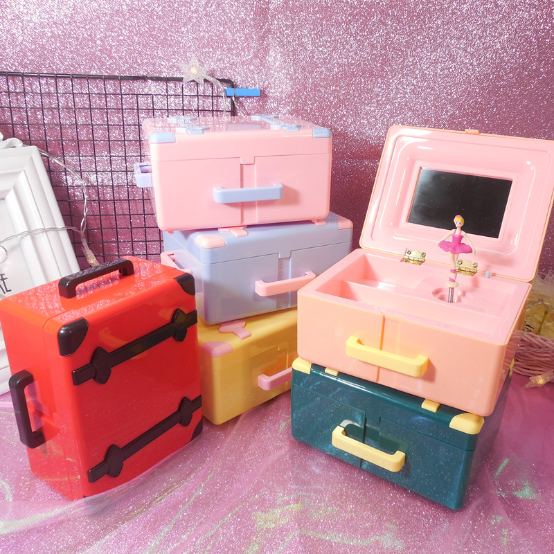 Retro girl heart birthday music box girls gift bestie girls children&#039;s suitcase music box
