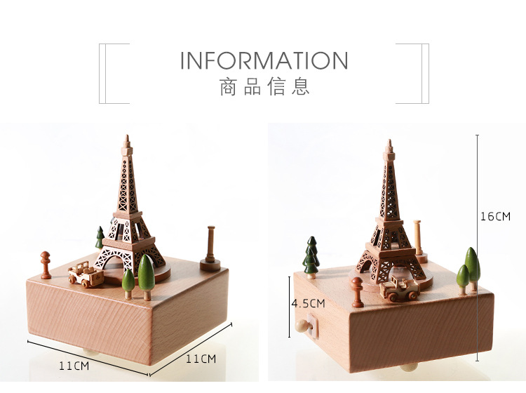Factory Direct Sales Music Box Music Box Paris Tower Eiffel Valentine Gift Lettering Building Wooden Craftwork Factory Direct Sales Music Box Music Box Paris Tower Eiffel Valentine Gift Lettering Building Wooden Craftwork