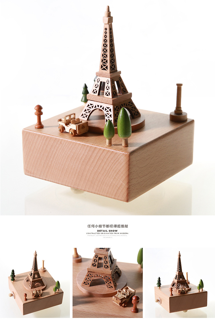 Factory Direct Sales Music Box Music Box Paris Tower Eiffel Valentine Gift Lettering Building Wooden Craftwork Factory Direct Sales Music Box Music Box Paris Tower Eiffel Valentine Gift Lettering Building Wooden Craftwork
