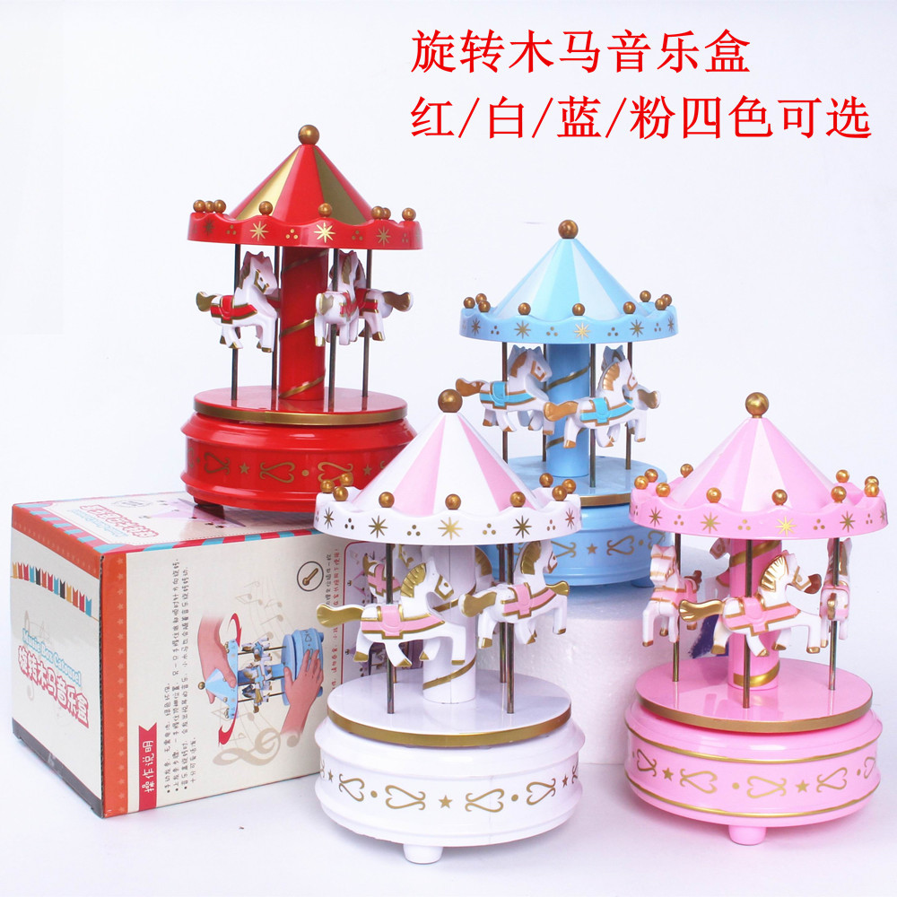 Carousel Birthday Cake Decoration Music Box Music Box Children&#039;s Toy Crafts Decoration Stall Hot Sale