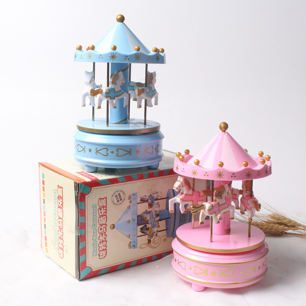 Carousel Birthday Cake Decoration Music Box Music Box Children's Toy Crafts Decoration Stall Hot Sale