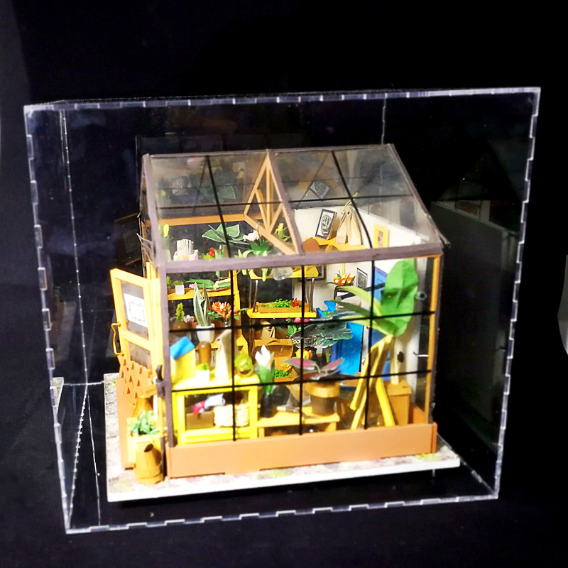 Robotime Pinkuyi Model Loz Toy Box DIY Cottage Music Box Art House Dust Cover Customized Acrylic Cutting Robotime Pinkuyi Model Loz Toy Box DIY Cottage Music Box Art House Dust Cover Customized Acrylic Cutting