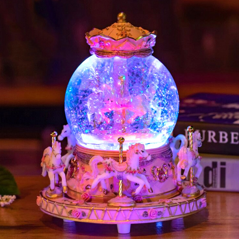 Carousel Crystal Ball Music Box Music Box Children&#039;s Day Female Birthday Present One Piece Dropshipping First-Hand Supply