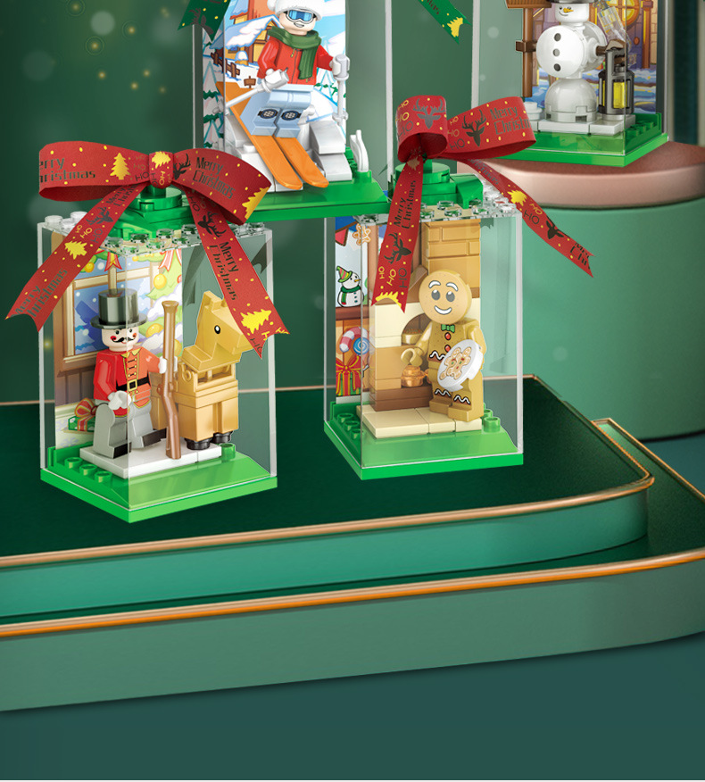 Baby SEMP Christmas Tree Compatible with Lego Light Street View Music Box Assembling Building Blocks Children's Toys Holiday Gifts Wholesale