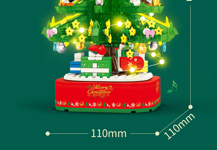 Baby SEMP Christmas Tree Compatible with Lego Light Street View Music Box Assembling Building Blocks Children's Toys Holiday Gifts Wholesale