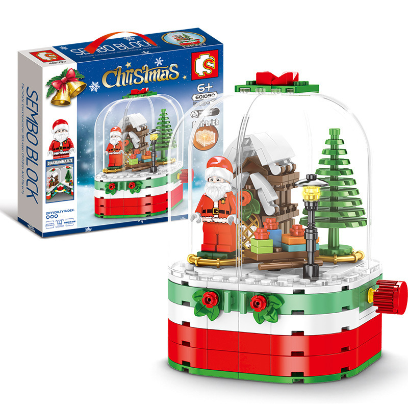 Baby SEMP Christmas Tree Compatible with Lego Light Street View Music Box Assembling Building Blocks Children's Toys Holiday Gifts Wholesale
