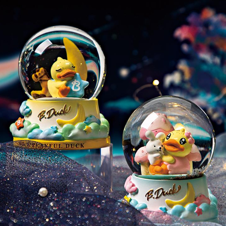 B.Duck Small Yellow Duck Music Box Storm Lantern Blind Box Gift Hand-Made Doll Children&#039;s Creative Toy Valentines&#039; Day