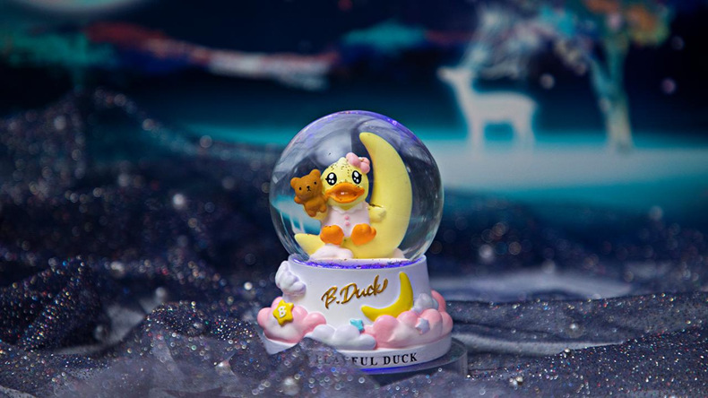 B.Duck Small Yellow Duck Music Box Storm Lantern Blind Box Gift Hand-Made Doll Children's Creative Toy Valentines' Day