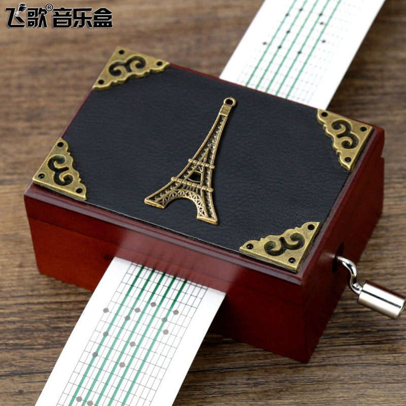 Feige 15/30 Tone Hand-Cranked Paper Tape Music Music Box Retro Wood DIY Music Box Creative Gift DIY