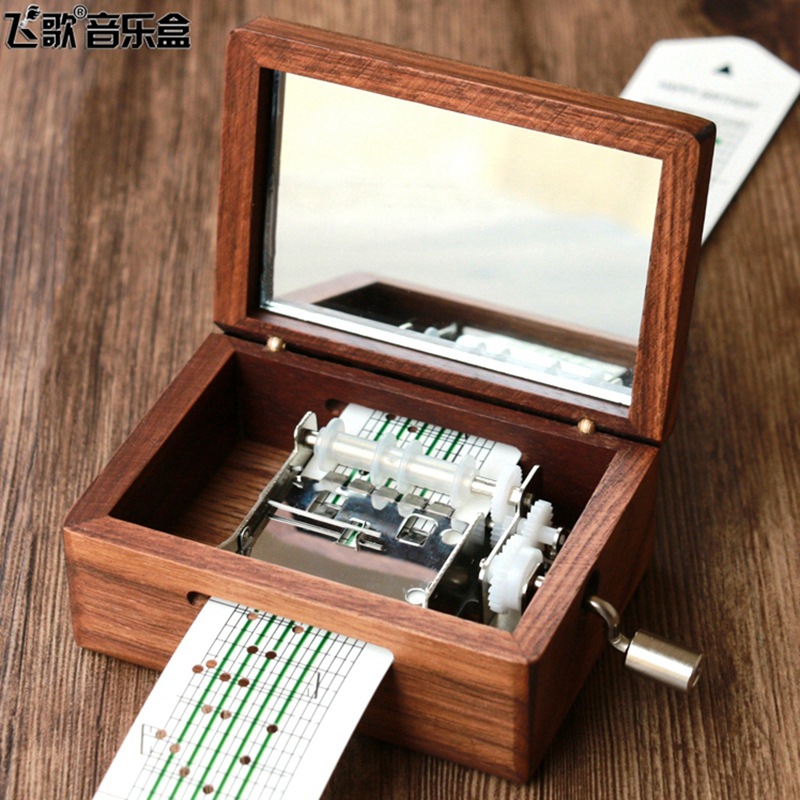 Feige 15/30 Tone Hand-Cranked Paper Tape Music Music Box Retro Wood DIY Music Box Creative Gift DIY